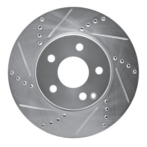 Mercedes-Benz E320 Brake Rotor (1) - Front Left - R1 Concepts - Drilled & Slotted - Silver - `03-`09
